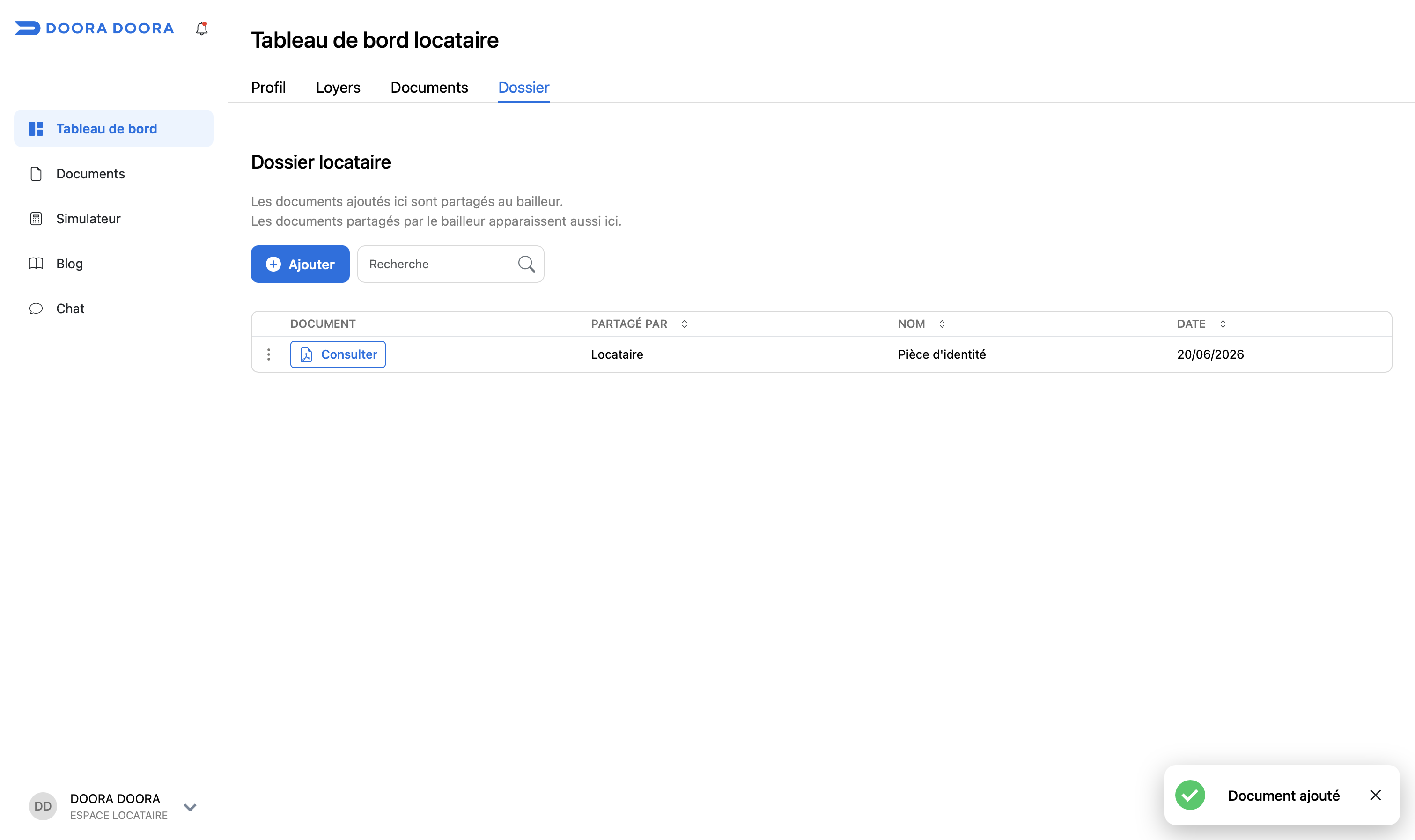 espace locataire dossier DOORA DOORA