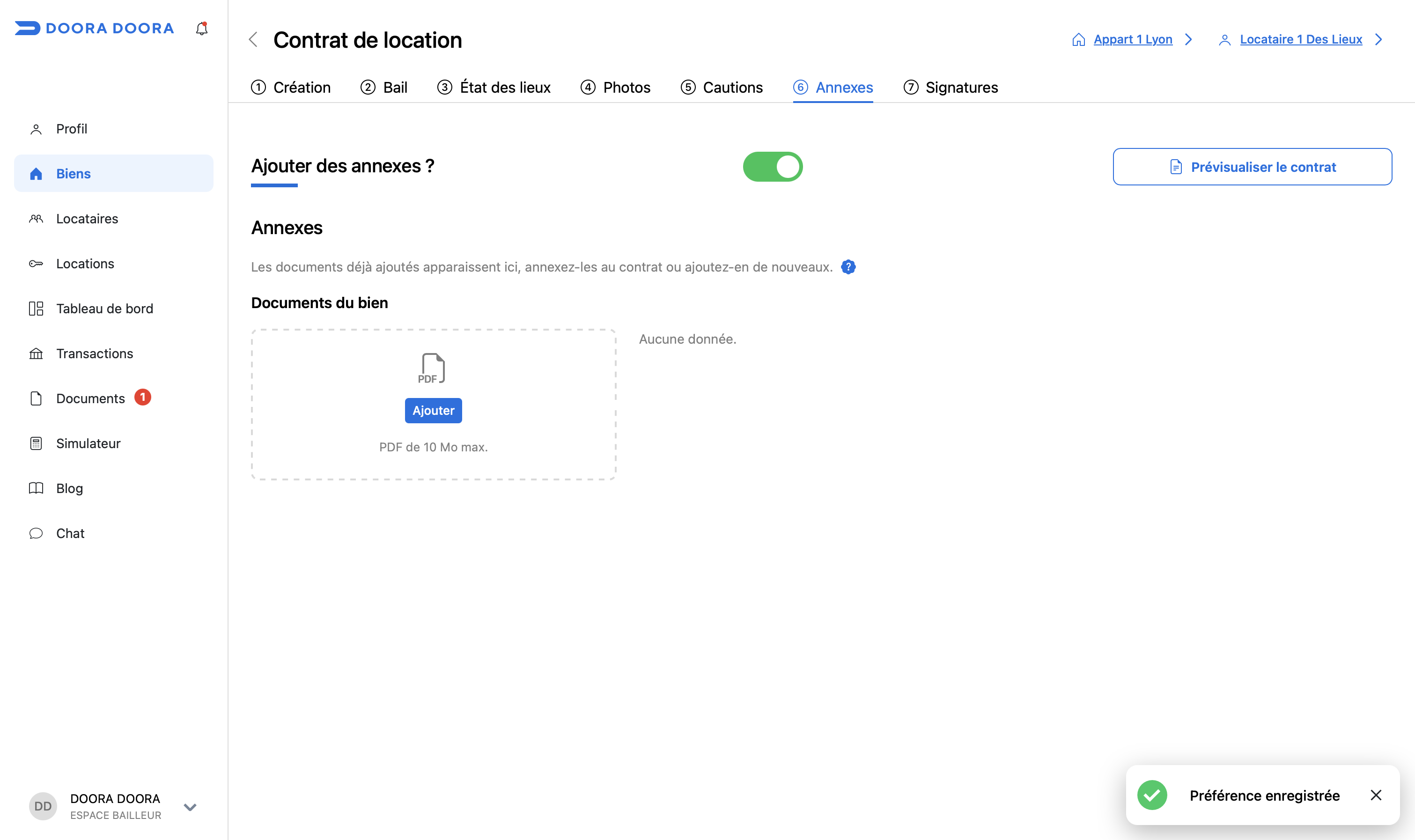 acte de caution DOORA DOORA