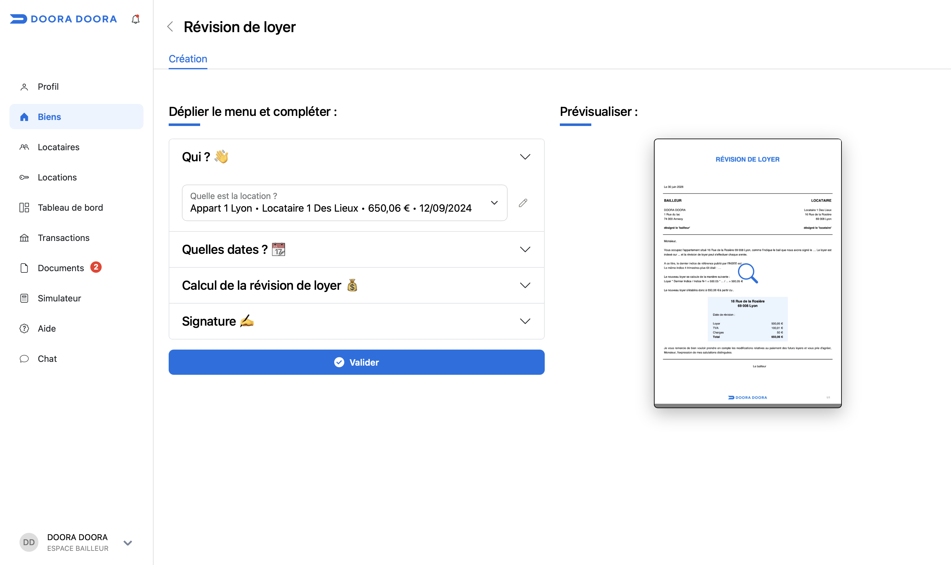révision de loyer DOORA DOORA