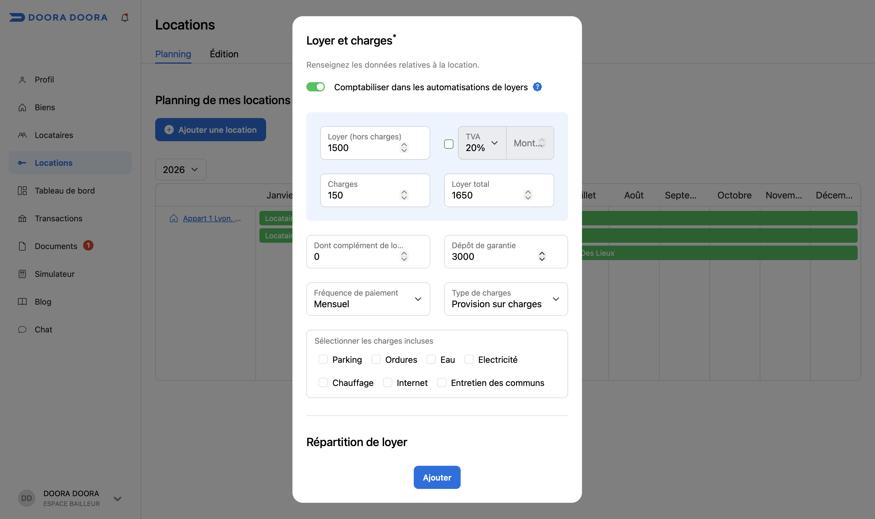 enregistrer un paiement automatisations DOORA DOORA